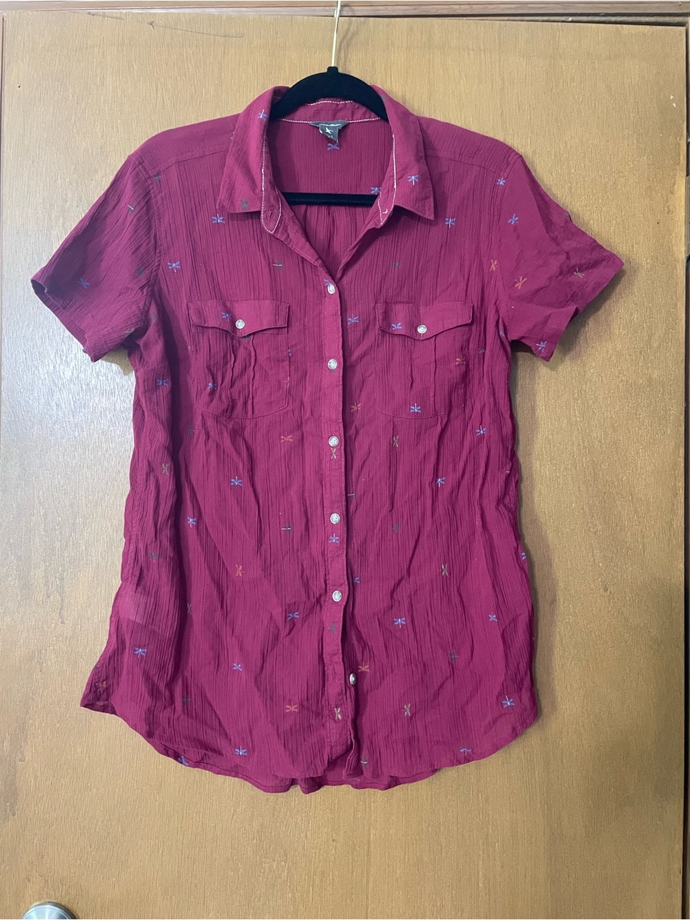 Eddie Bauer Button-Up Shirt with Dragonfly Print